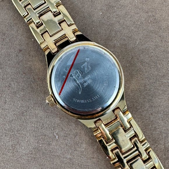 Vintage Jaz Paris French Designer Gold 18K gold plated Watch with red CZ Bezel - Picture 5 of 9